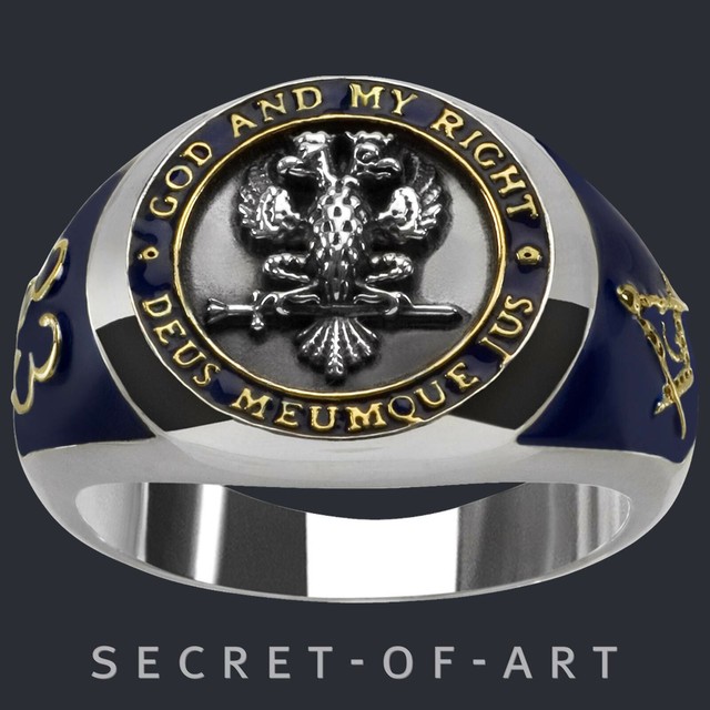 Masonic Ring Silver 925 Scottish Rite Deus 33rd degree Freemason