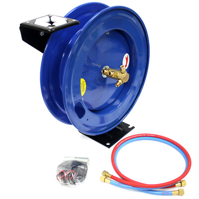 Automatic Spring-Rewind Retractable Welding Hose Reel for 100' Twin Welding Hose