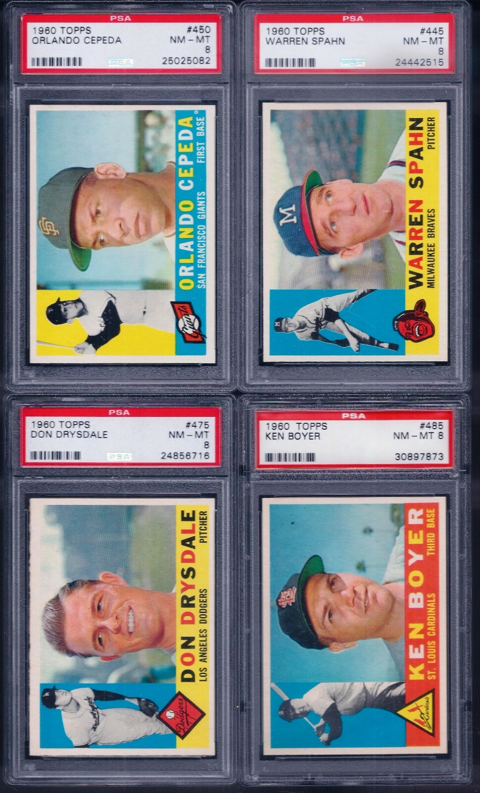 PSA 8 1960 Topps #475 Don Drysdale Los Angeles Dodgers HOF