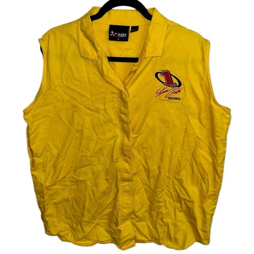 Chase Authentic #1 Steve Park NASCAR Button Down Yellow Sleeveless SHIRT SizeXL