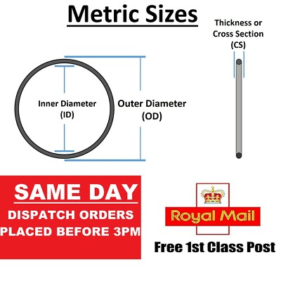 2mm Cross Section O Rings NBR Nitrile Rubber 1mm-86mm ID Oil Resistant  Seals UK