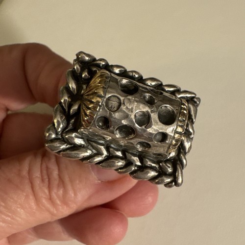 Authentic Dian Malouf Sterling Silver & 14k Gold Shell Ring, Sz 7 ...