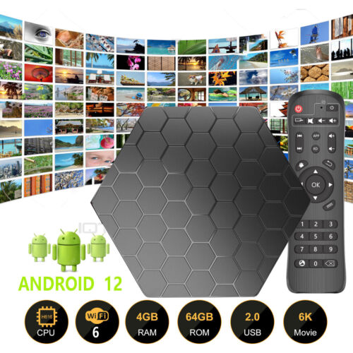 2024 Smart TV BOX 4GB+64GB Android 12.0 Quad-Core WIFI rete lettore multimediale - Foto 1 di 12