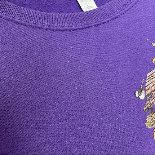 Vintage Sweatshirt Kittens Birdhouse Size Large Purple Women Quirky Playful Twee - Picture 8 of 12