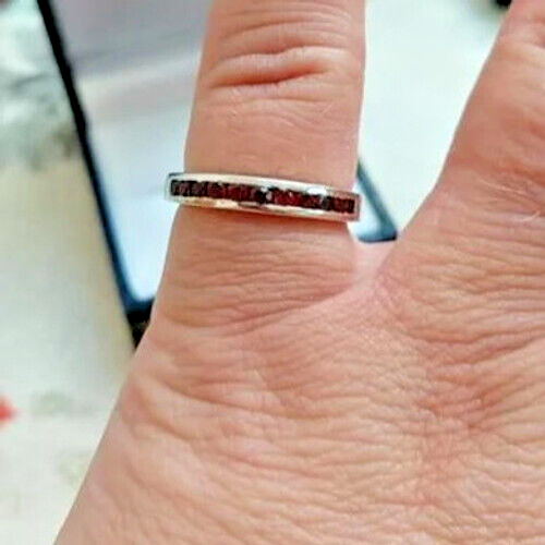 Dainty Garnet Channel Set Sterling Silver Stacking Eternity ring CUSTOM MADE - Picture 1 of 2