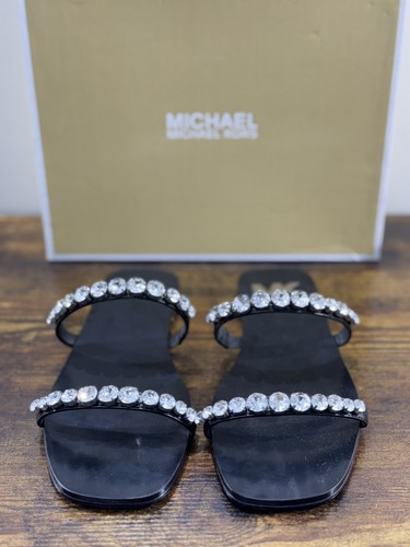 Michael Kors Jessa Piso Sandalia Cuero Negro Casual Sandalia 38.5 - Imagen 2 de 5