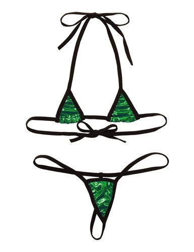 Damen Micro Bikini Set Glänzend BH Oberteil Mini G-String Badeanzug Tanga Dessous - Bild 20 von 131