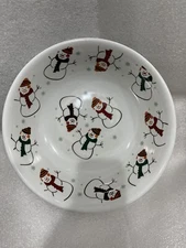 Trisa Multi SNOWMAN BOWL PAINTED 12" Plastic Bowl Preowned