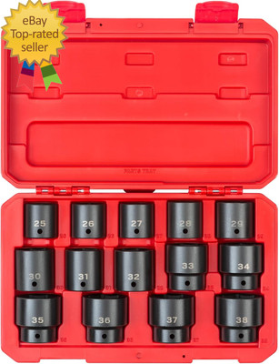 1/2 Inch Drive 6-Point Impact Socket Set with Case, 14-Piece (25-38 Mm) | SID923