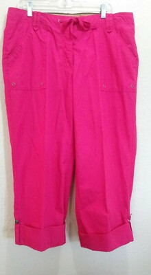 Women s Liz Claiborne Pink Roll Up Cropped or Full Leg  Pants Sz 16 NWT