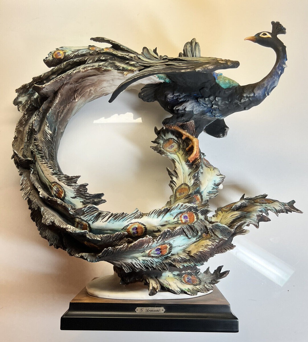 Magnificent Giuseppe Armani Peacock Porcelain Figurine