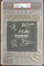 DEF LEPPARD SIGNED DIAMOND STAR HALOS AUTOGRAPHED ALBUM ART CARD PSA DNA COA