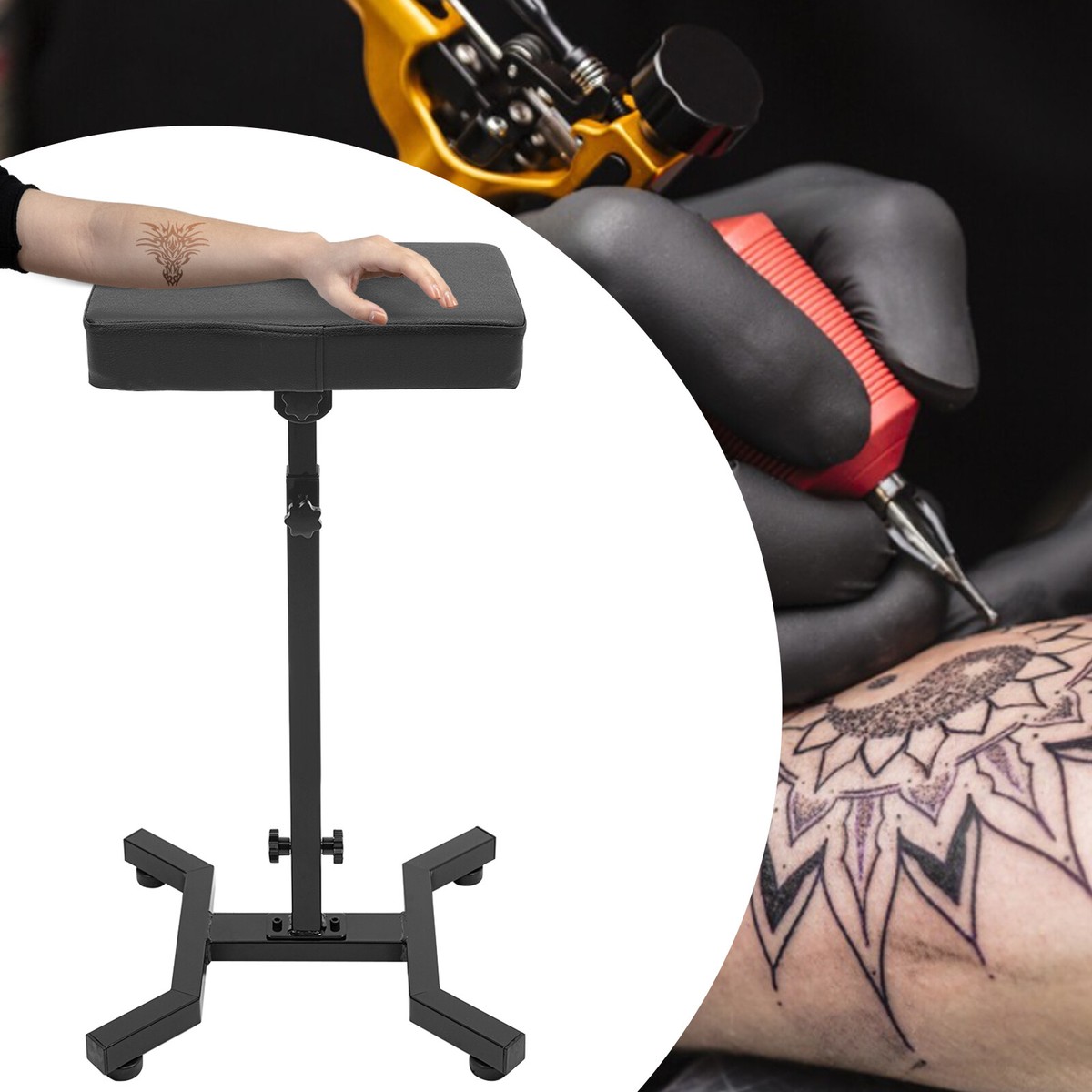 Tattoo Armlehne – Höhenverstellbarer Stativständer Mit PU-Leder-Kissen Für Professionelle Tattoo-Arbeit