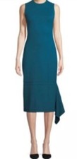 NWT Rosetta Getty $790 Midi Dress Sleeveless w/ Drape Panel Size Medium Teal