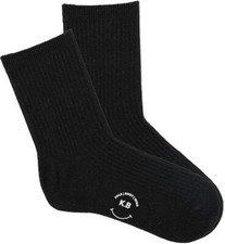 K. Bell Women's Ribbed Ankle Crew Socks 1 Pair, Black, Women's 9-11