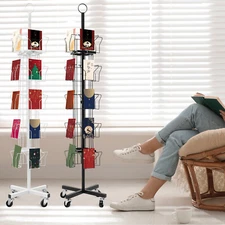 Greeting Card Rack Spins 20 Pocket Black/White Retail Display Rotating Holder