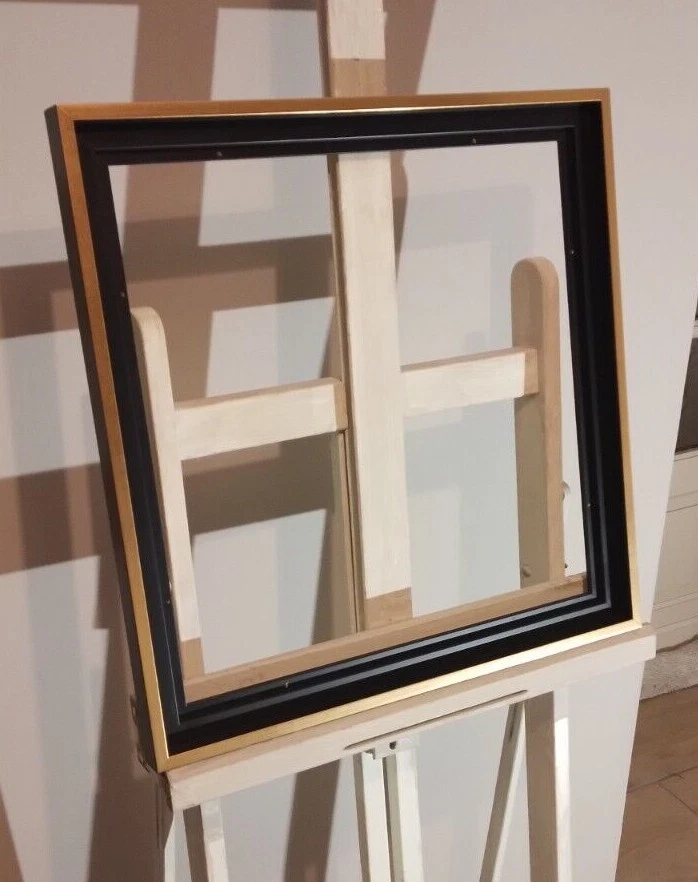 Encadrement en bois Caisse américaine Satinée Noire et Dorée ,Format Carré - Photo 4/4