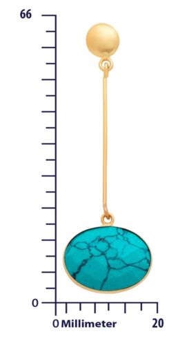 Brand New Gorgeous 18K Gold Plated Top With Faceted Turquoise Dangling Earrings - Picture 2 of 4