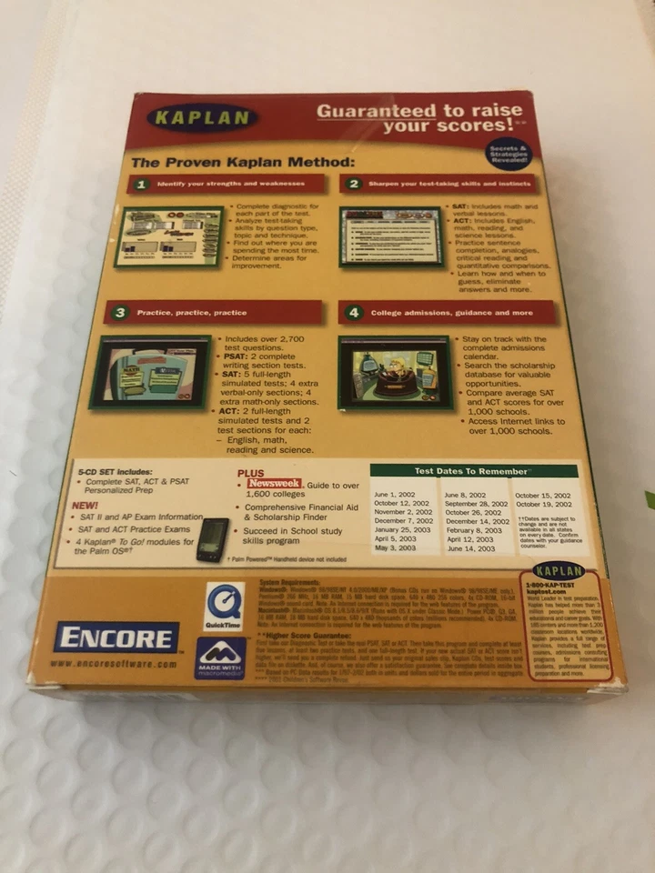Kaplan SAT ACT PSAT Test Prep Learn (2003, CD-ROM), Excellent Condition! - Image 2 of 3