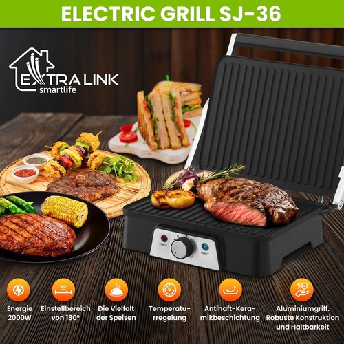 Elektrischer Grill Kontaktgrill Sandwichmaker 2000W Grillplatte Elektrogrill - Bild 7 von 7