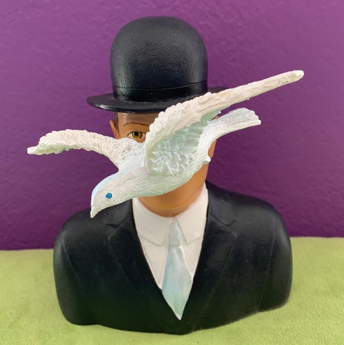 Rene Magritte MAN WITH HAT AND DOVE Art Sculpture Statue Figurine 6" Tall - Picture 3 of 12