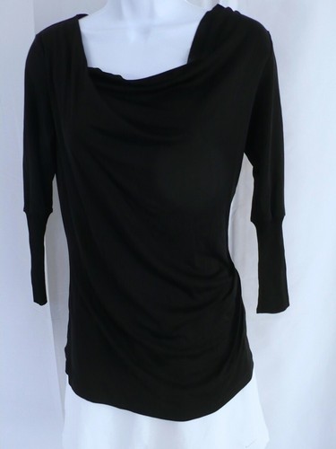 Blusa túnica para mujer THEORY negra manga larga cuello cintura recogida talla M - Imagen 4 de 7