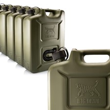 5 x Benzinkanister Kraftstoffkanister 20L in Olivgrün mit flexiblem Ausgießer