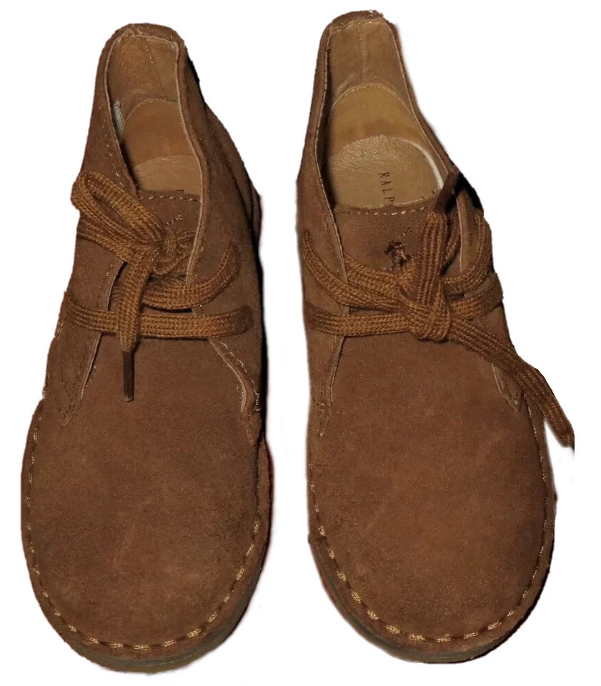 ZAPATOS RALPH LAUREN 9.5 NIÑOS PEQUEÑOS NIÑOS BOTAS NIÑOS MARRÓN NOBUCK GAMUZA GOMA CHUKKA Foto 4 de 4