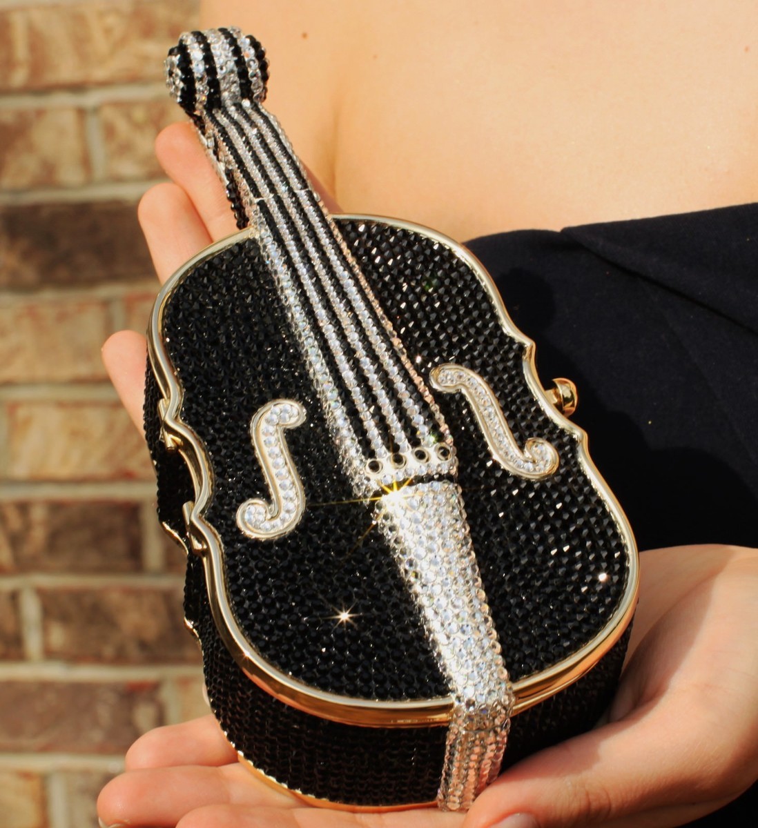 JUDITH LEIBER SWAROVSKI CRYSTAL PHILHARMONIC CELLO PURSE & PILLBOX
