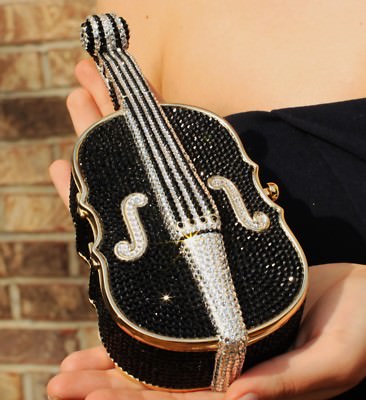 JUDITH LEIBER SWAROVSKI CRYSTAL PHILHARMONIC CELLO PURSE & PILLBOX