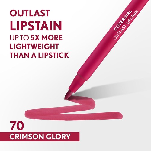 COVERGIRL Outlast Lipstain Lipcolor Lipstick CRIMSON GLORY 70 - Picture 2 of 5