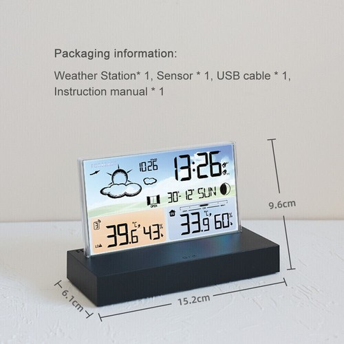 Neu Thermometer Wetterstation Farbdisplay Hygrometer mit 1/3 Innen Außen Sensor - Bild 18 von 22