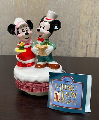 Schmid Music Box Disney Joy to the World Mickey and Minnie Mouse