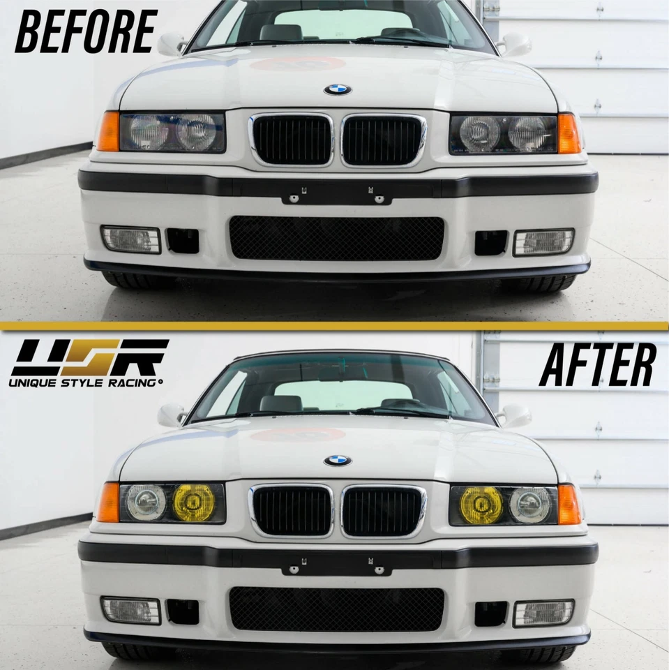 French Yellow/Clear GLASS Lens DEPO Euro Hella Projector Headlights For BMW E36 Foto 4 de 4