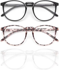 3 Pack Blue Light Blocking Glasses Women/Men, round Fashion Retro Frame DS3