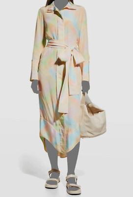 $850 ARIAS New York Women's Pink Printed Signature Silk Blouse Dress Size 4