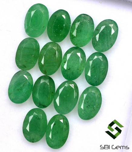 6.09 Cts Natural Emerald Oval Cut 6x4 mm Lot 14 Pcs Certified Untreated Gemstone - Picture 5 of 6