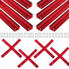 8pcs T-Track 12'' Double-Cut Jig Profile with 4 sets Intersection Kit Universal