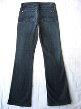 7 for all Mankind Kimmie Mid Boot Jean Wm Sz 26 Dark Blue Distressed Stretch L32