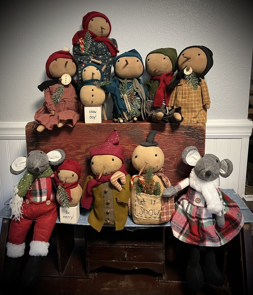 Grubby Primitive Rustic Christmas Sweet Snow Seth Rag Doll Snowman 14 ...