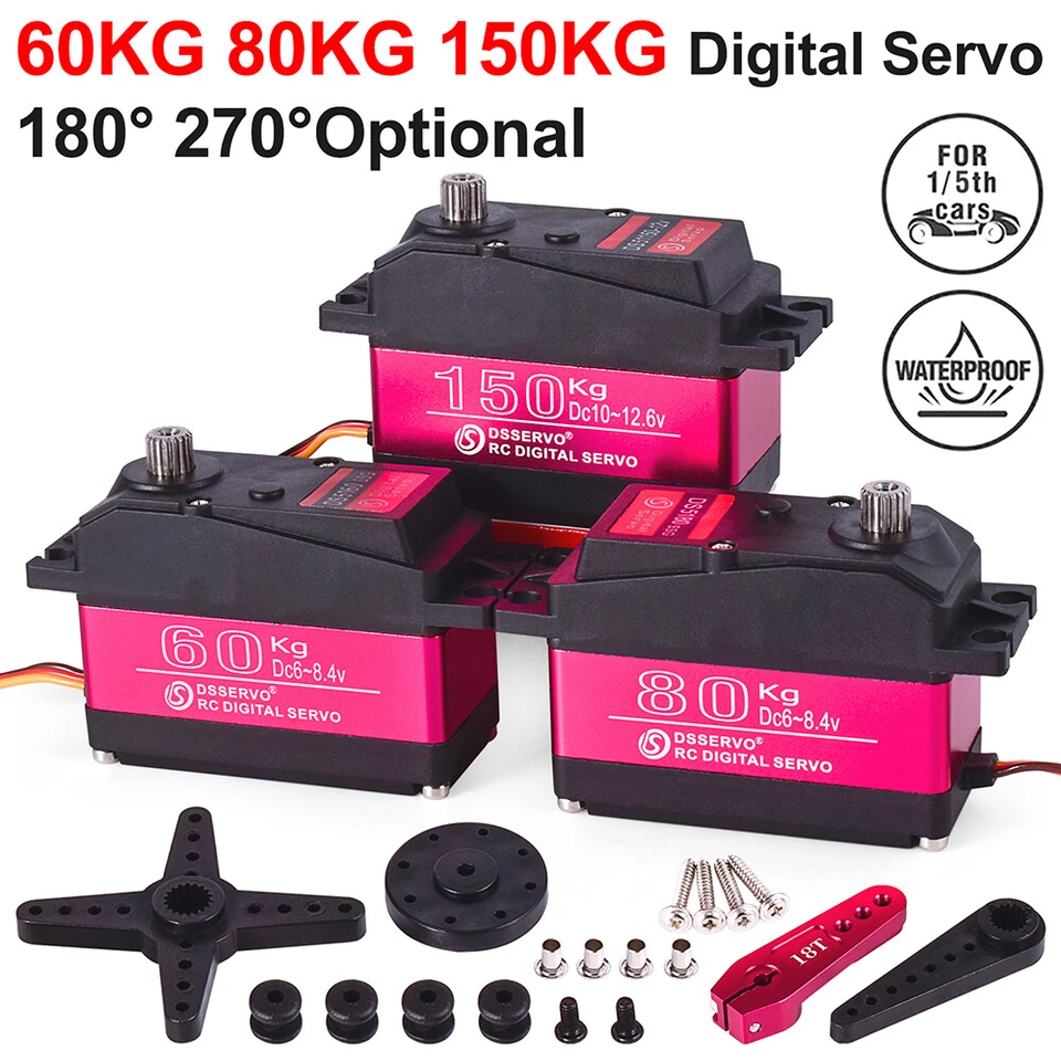 RC Servo 60Kg 80Kg 150Kg Metall Digital Waterproof For 1/5 1/6 RC HPI Baja Cars - Image 2 of 4