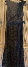 Tadashi Womens Size 10 Gorgeous Draped Floral Tulle Evening Gown W/Grosgrain Bow