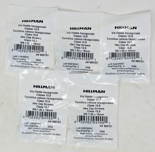 5 Packungen Hillman M6 - 1,00 x 16 mm Sechskantschrauben Klasse 10.9 885151 - 15 Schrauben - Bild 1 von 5
