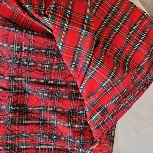 RED BLACK PLAID BUCKLED WRAP MINI SKORT SKIRT SIZE SMALL ZIPPER - Picture 6 of 8