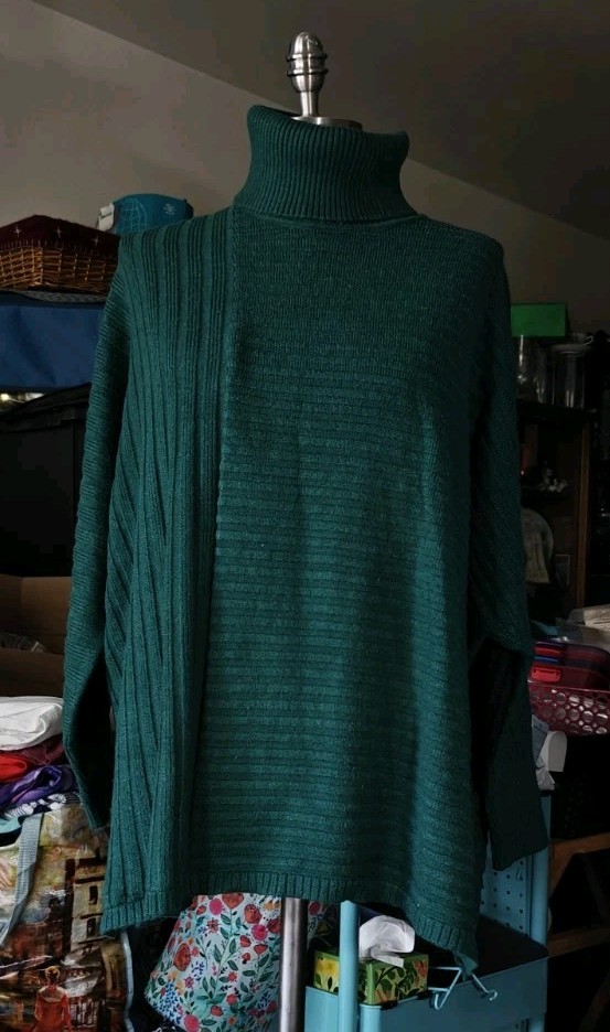 Alfani Plus Size 1x Ribbed Forest Green Turtle Neck Sweater