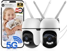 2PCS 2K Smart AI Security Cameras Outdoor, 5G 2.4G WiFi Camera for Home Security