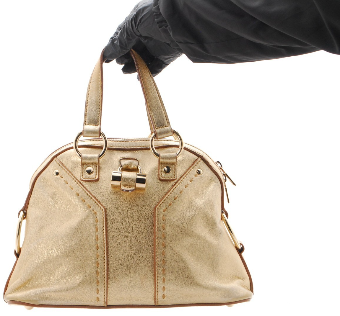 Rara taglia* Yves Saint Laurent YSL M borsa tote piccola pelle oro