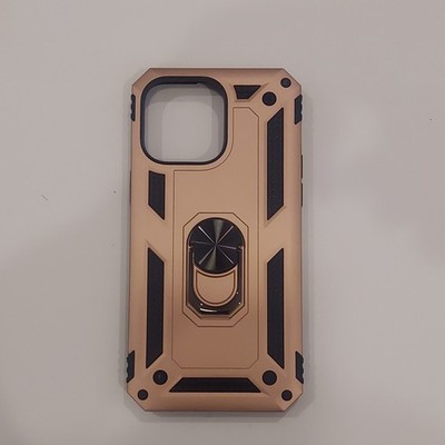 Iphne 14 Pro Max Gold Black Rugged iPhone Case Ring Holder Kickstand Shockproof
