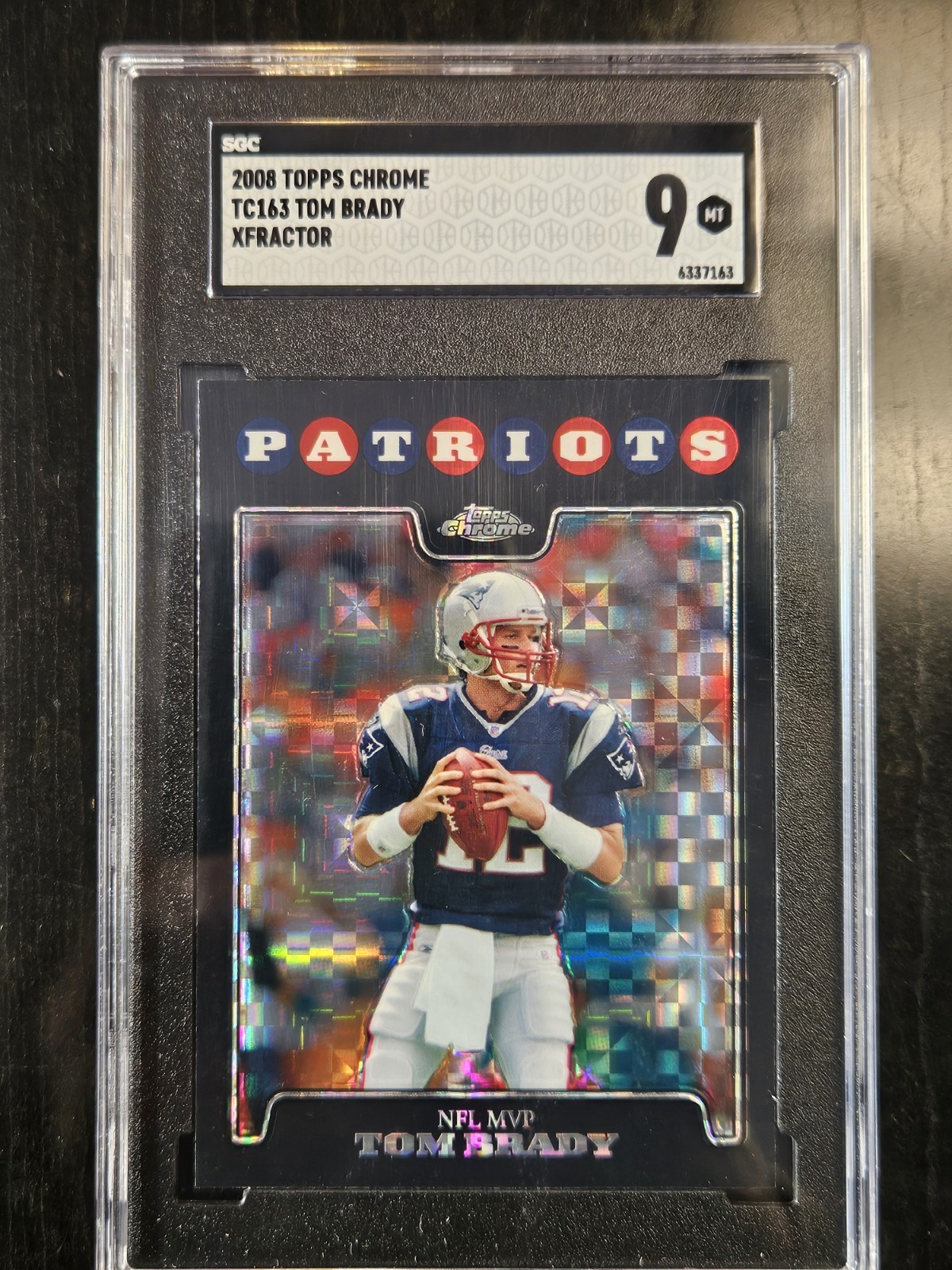 2008 TOPPS CHROME TOM BRADY MVP XFRACTOR #TC163 SGC  9