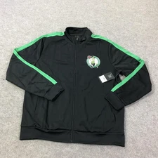 Boston Celtics Jacket Mens Large Black Green NBA Basketball Full Zip Track Top